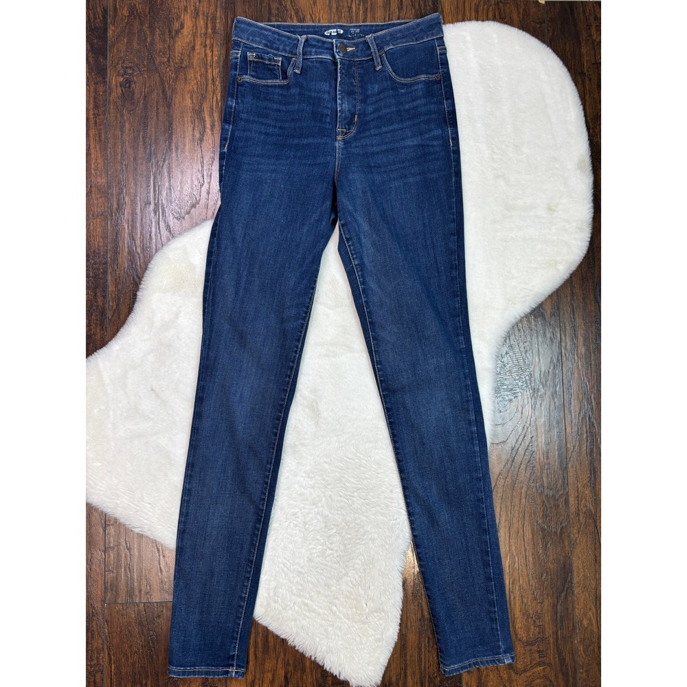Old Navy Rockstar Super Skinny Jeans 8 Tall Medium Wash High Rise Stretch Women